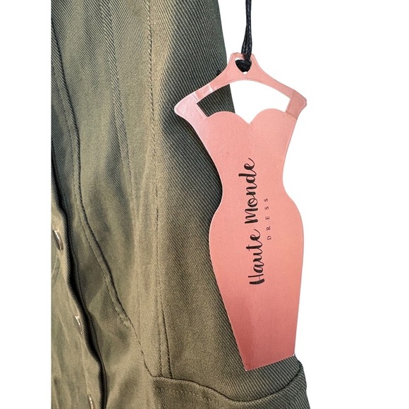 Haute Monde Olive Green Button Front Bodycon Dress Sleeveless Mini S‎ - Picture 5 of 8
